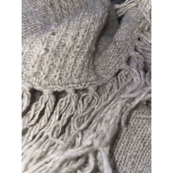 Joie Lace Up Sweater Pedra Oatmeal Wool Small Fringe Hem Pullover Poncho Sweater - Picture 6 of 6